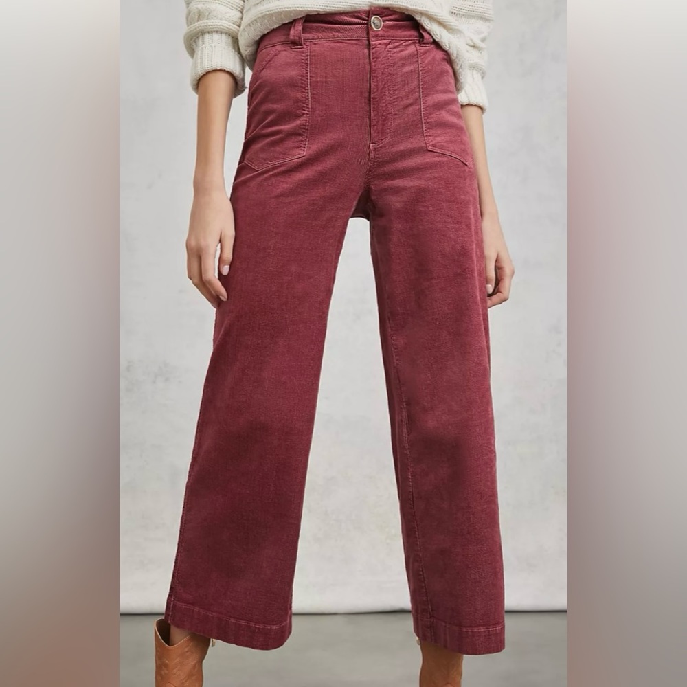 Paige Anessa Wide Leg High Waist Crop Jeans Size 24